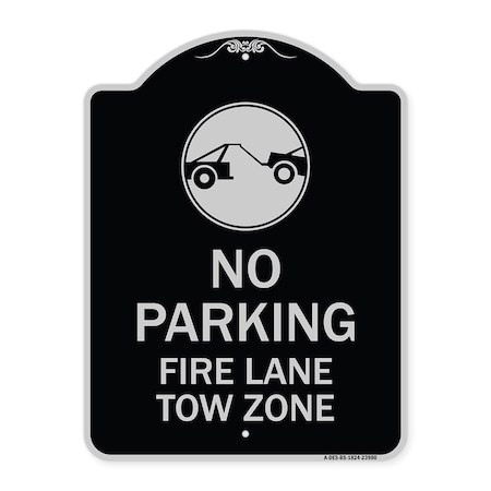 Signmission Fire Lane Tow Zone with Graphic Heavy-Gauge Aluminum Architectural Sign, 24" x 18", BS-1824-23980 A-DES-BS-1824-23980